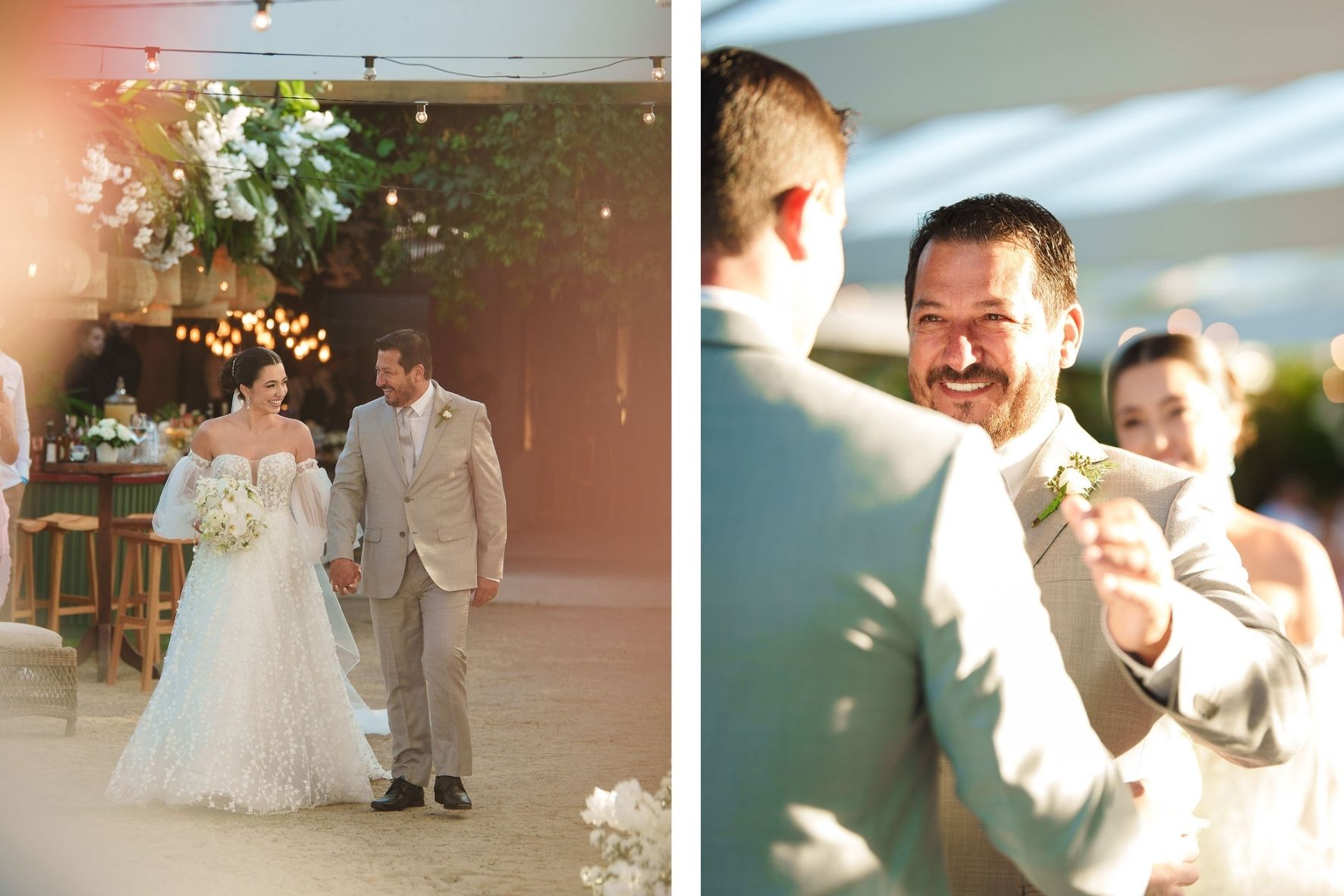 entrada da noiva no casamento na praia