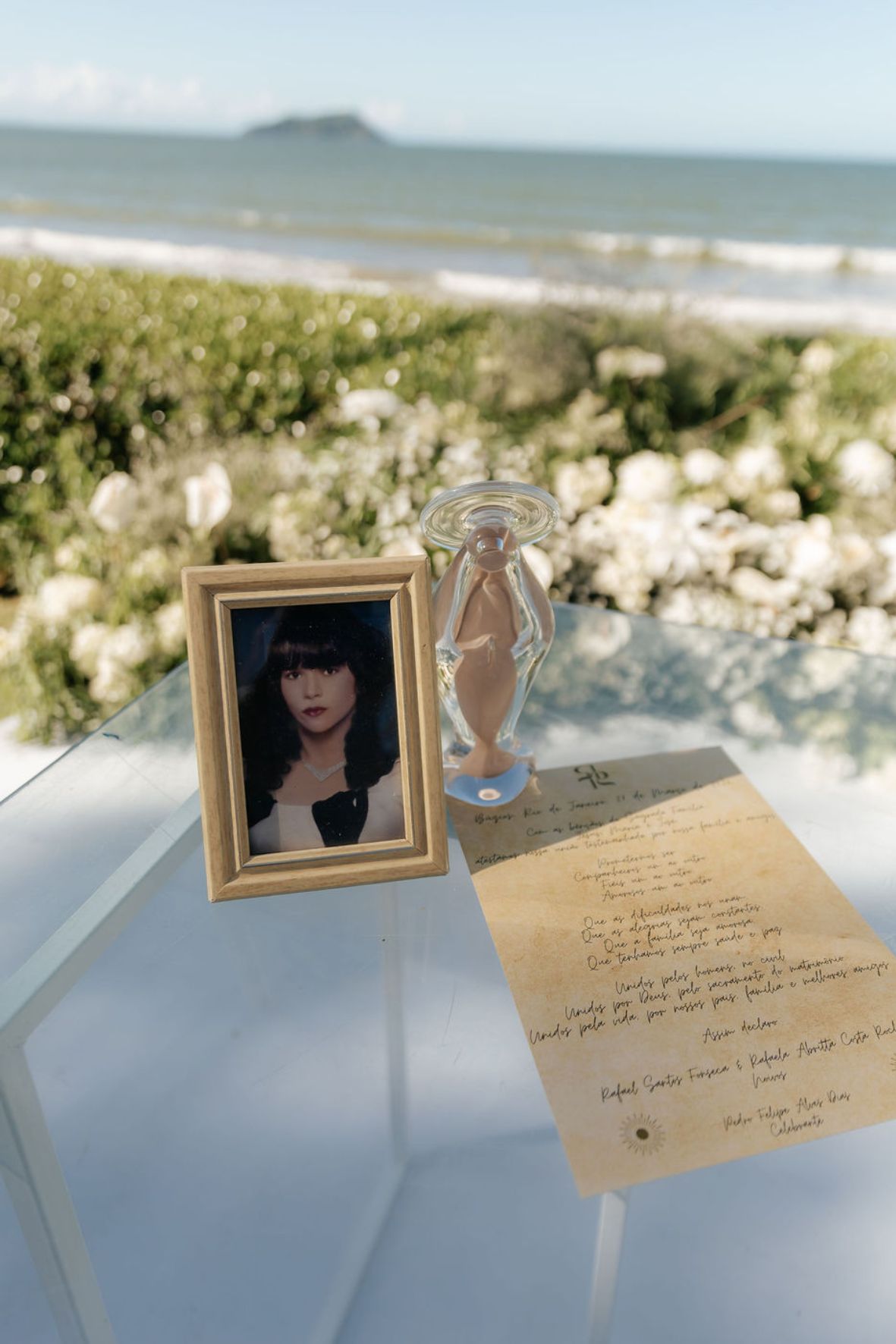 homenagem no casamento na praia