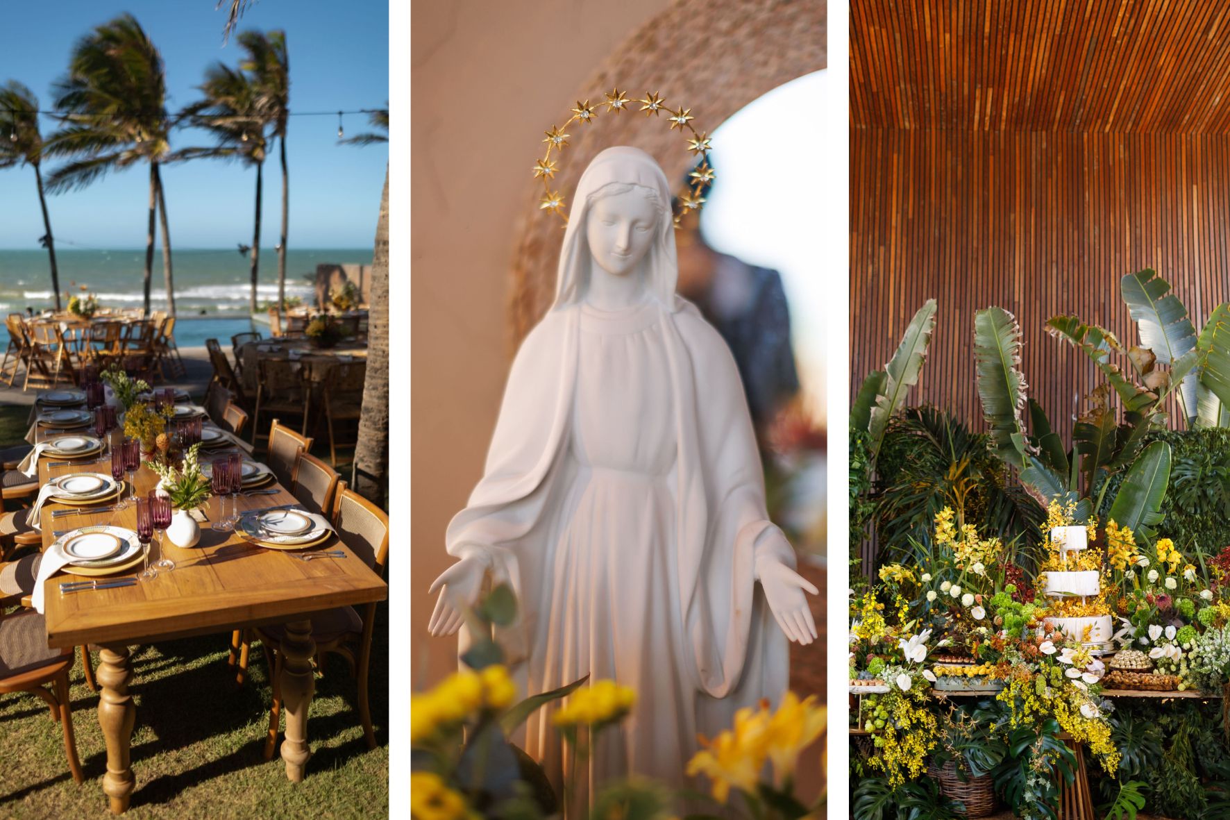 Detalhes da decoração de casamento na praia