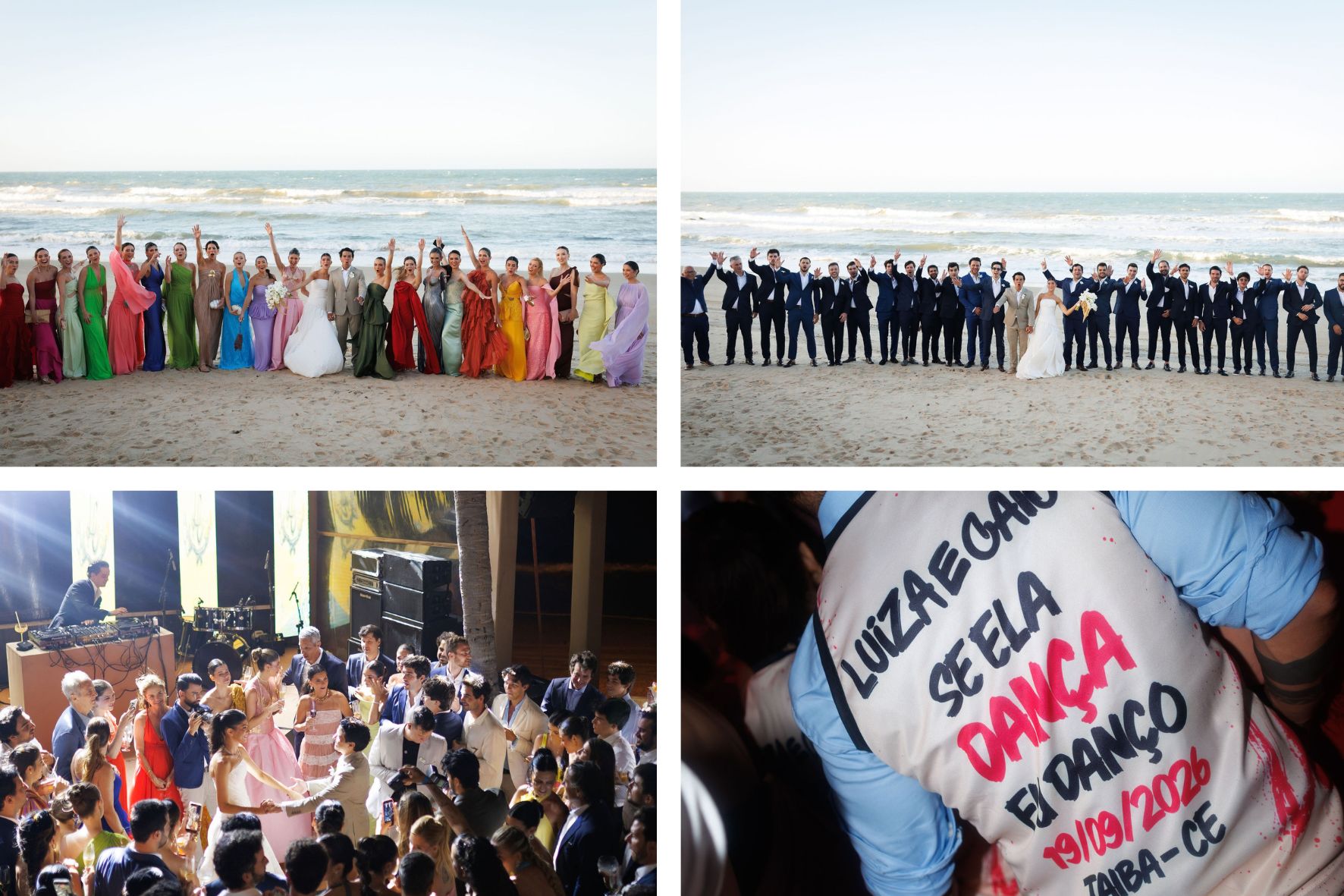 Festa de casamento na praia e padrinhos