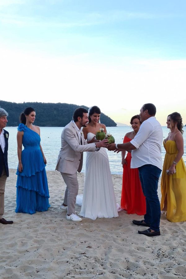 canoa de coco casamento na praia